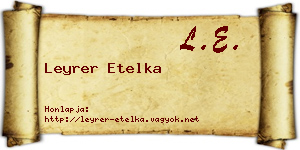 Leyrer Etelka névjegykártya